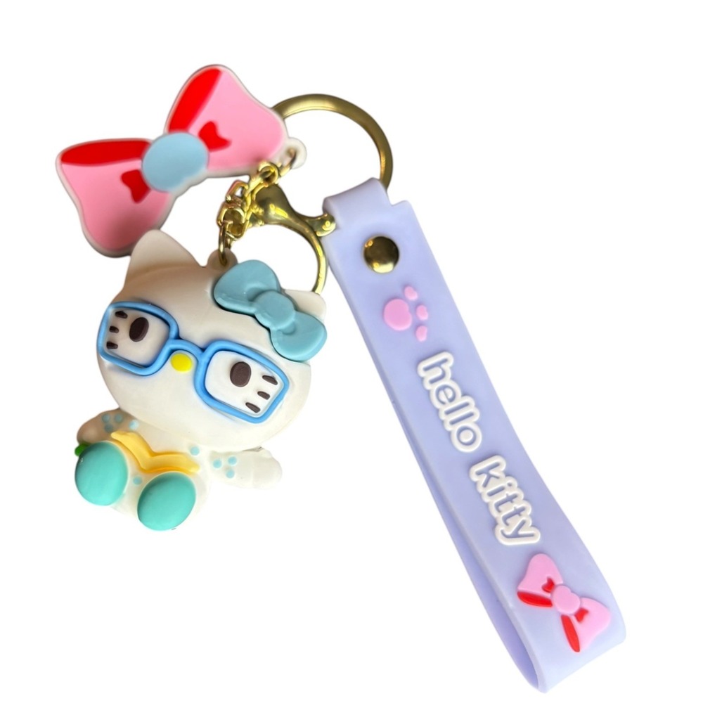 Hello Kitty Key Chain Women's Purple Pink White 10" Silicone Cute Charm